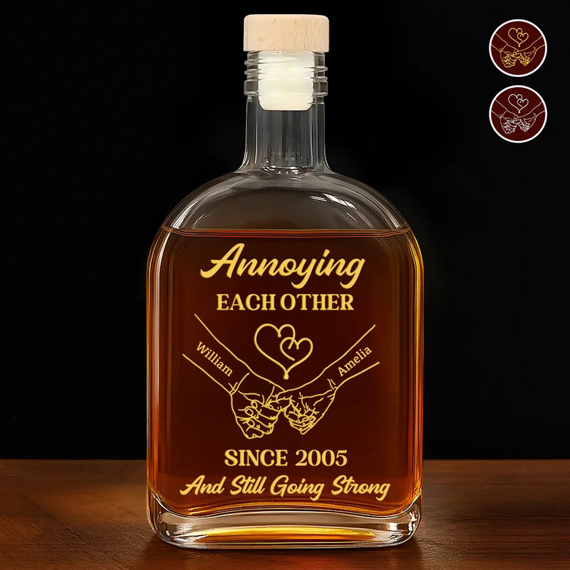 Gift For Couples,Gift For Men,Gift For Boyfriend,Gift For Husband - Couple Annoying Each Other Metal Effect - Personalized Whiskey Bottle