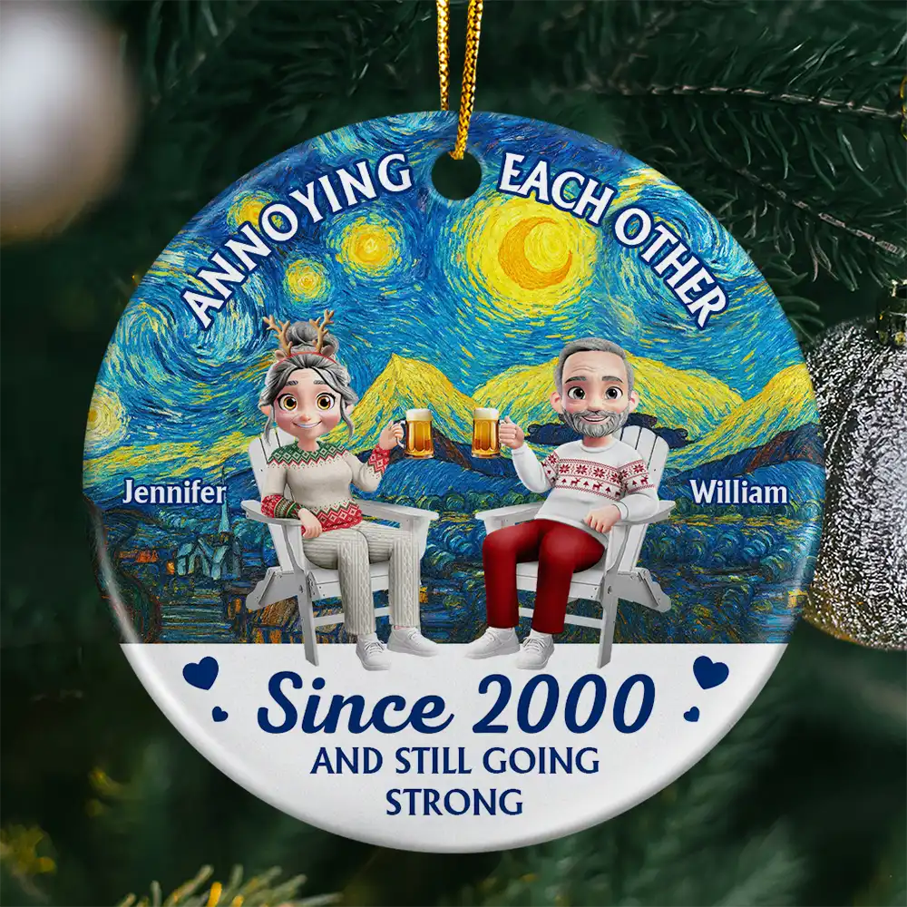 Couple Annoying Each Other Since - Personalized Circle Ceramic Ornament