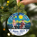 Christmas,Gift For Couples,Gift For Husband,Gift For Wife,Gift For Boyfriend,Gift For Girlfriend,Happy - Couple Annoying Each Other Since - Personalized Circle Ceramic Ornament