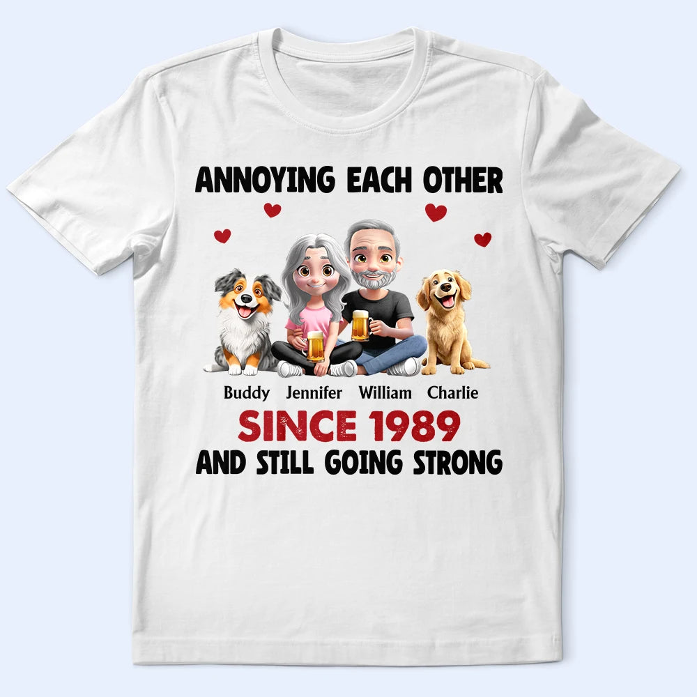 Gift For Couples, Pet Couple, Pet Lovers, Love, Gift For Husband, Gift For Wife, Gift For Boyfriend, Gift For Girlfriend - Couple Annoying Each Other With Dogs - Personalized T Shirt