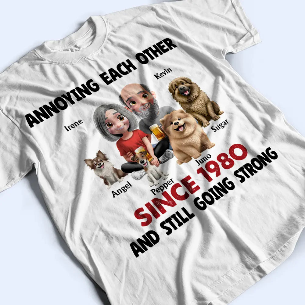 Gift For Couples, Pet Couple, Pet Lovers, Love, Gift For Husband, Gift For Wife, Gift For Boyfriend, Gift For Girlfriend - Couple Annoying Each Other With Dogs - Personalized T Shirt