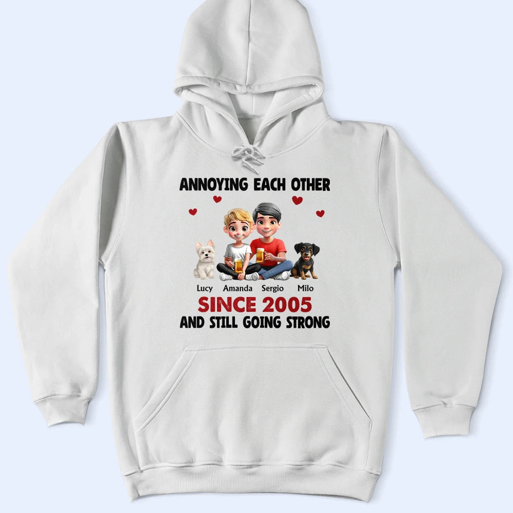 Gift For Couples, Pet Couple, Pet Lovers, Love, Gift For Husband, Gift For Wife, Gift For Boyfriend, Gift For Girlfriend - Couple Annoying Each Other With Dogs - Personalized T Shirt