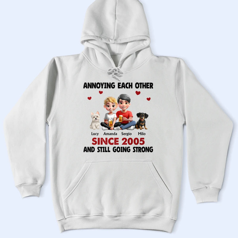 Gift For Couples, Pet Couple, Pet Lovers, Love, Gift For Husband, Gift For Wife, Gift For Boyfriend, Gift For Girlfriend - Couple Annoying Each Other With Dogs - Personalized T Shirt