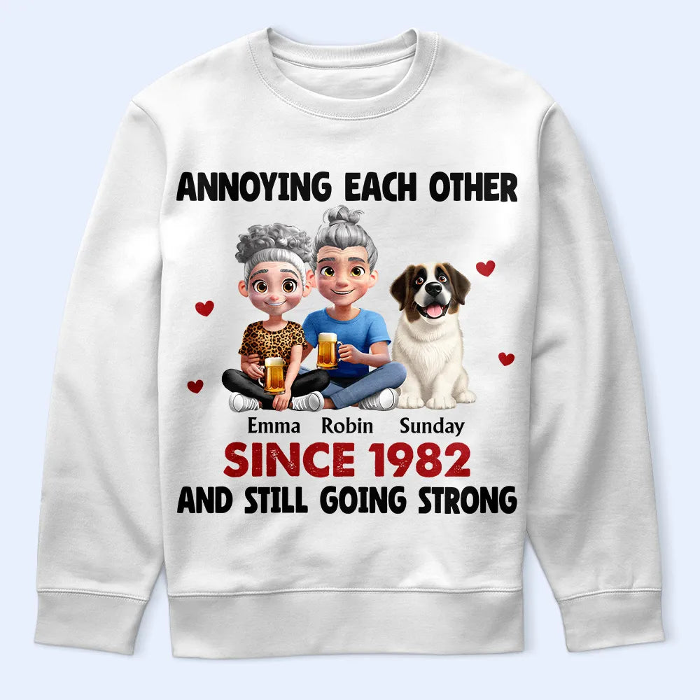 Gift For Couples, Pet Couple, Pet Lovers, Love, Gift For Husband, Gift For Wife, Gift For Boyfriend, Gift For Girlfriend - Couple Annoying Each Other With Dogs - Personalized T Shirt