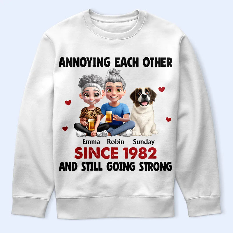 Gift For Couples, Pet Couple, Pet Lovers, Love, Gift For Husband, Gift For Wife, Gift For Boyfriend, Gift For Girlfriend - Couple Annoying Each Other With Dogs - Personalized T Shirt
