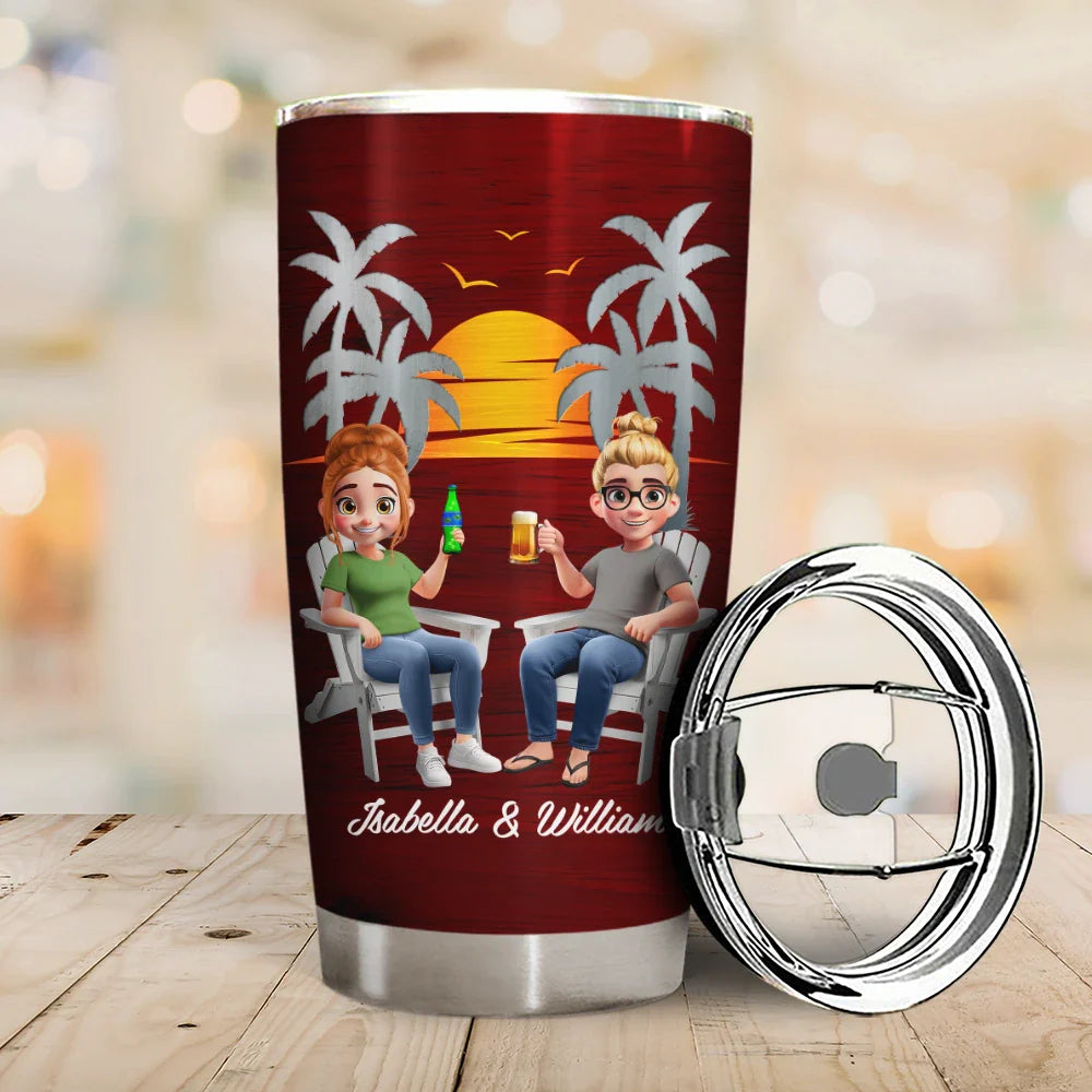 Summer,Beach,Gift For Couples,Gift For Husband,Gift For Wife,Gift For Boyfriend,Gift For Girlfriend - Couple Beach Love You To The Beach & Back - Personalized Tumbler