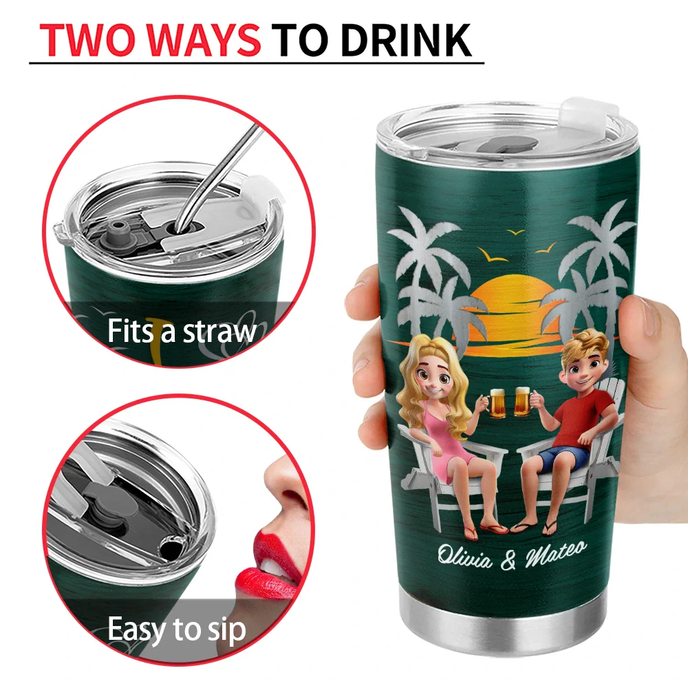 Summer,Beach,Gift For Couples,Gift For Husband,Gift For Wife,Gift For Boyfriend,Gift For Girlfriend - Couple Beach Love You To The Beach & Back - Personalized Tumbler