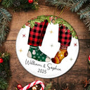Love, Christmas, Gift For Wife, Gift For Husband, Gift For Couples - Couple Christmas Socks - Personalized Circle Ceramic Ornament