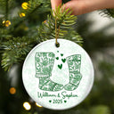 Love,Christmas,Gift For Wife,Gift For Husband,Gift For Couples - Couple Christmas Socks Toile - Personalized Circle Ceramic Ornament