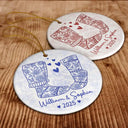 Love,Christmas,Gift For Wife,Gift For Husband,Gift For Couples - Couple Christmas Socks Toile - Personalized Circle Ceramic Ornament