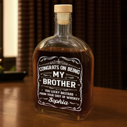 Gift For Brothers,Family,Gift For Husband,Gift For Wife,Gift For Mother,Gift For Father,Gift For Sibling,Happy - Couple Congrats On Being My Husband You Lucky Man - Personalized Whiskey Bottle