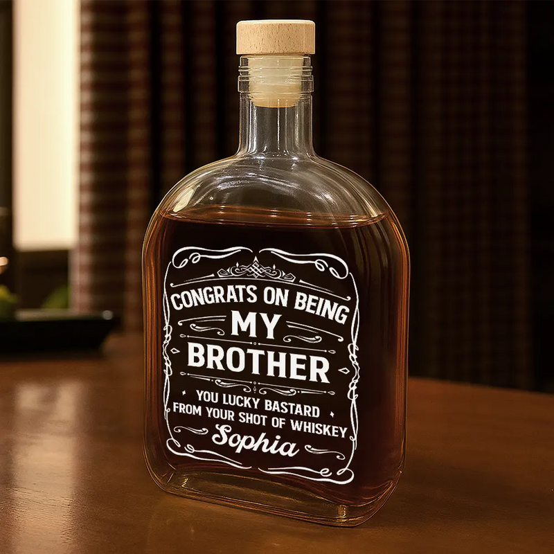 Gift For Brothers,Family,Gift For Husband,Gift For Wife,Gift For Mother,Gift For Father,Gift For Sibling,Happy - Couple Congrats On Being My Husband You Lucky Man - Personalized Whiskey Bottle