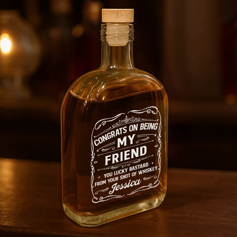 Gift For Brothers,Family,Gift For Husband,Gift For Wife,Gift For Mother,Gift For Father,Gift For Sibling,Happy - Couple Congrats On Being My Husband You Lucky Man - Personalized Whiskey Bottle