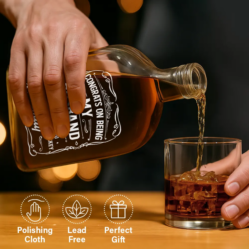 Gift For Brothers,Family,Gift For Husband,Gift For Wife,Gift For Mother,Gift For Father,Gift For Sibling,Happy - Couple Congrats On Being My Husband You Lucky Man - Personalized Whiskey Bottle