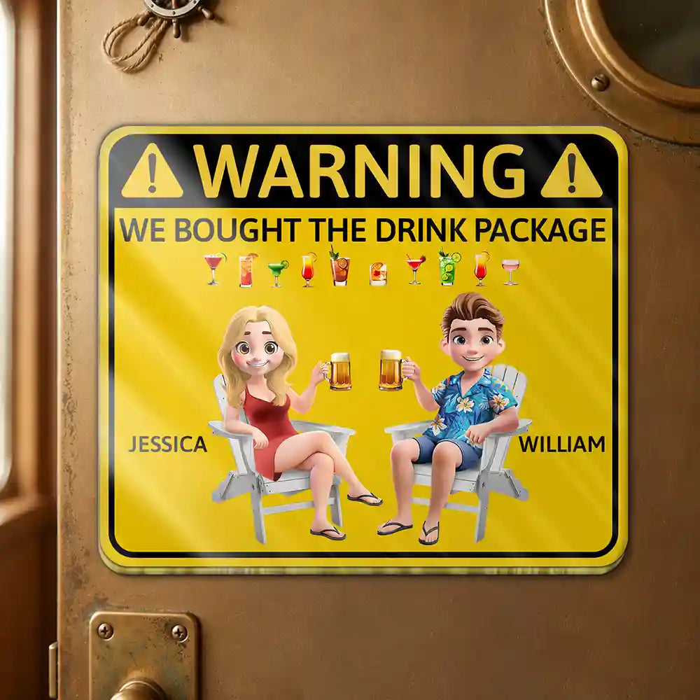Cruising,Beach,Gift For Couples,Gift For Husband,Gift For Boyfriend,Funny,Vector,Humorous - Couple Cruising Warning We Bought The Drink - Personalized Acrylic Magnet