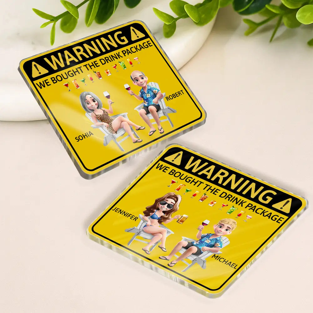 Cruising,Beach,Gift For Couples,Gift For Husband,Gift For Boyfriend,Funny,Vector,Humorous - Couple Cruising Warning We Bought The Drink - Personalized Acrylic Magnet