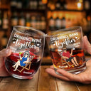 Love, Gift For Couples, Gift For Husband, Gift For Wife, Gift For Boyfriend, Gift For Girlfriend, Old Couples - Couple Drinking Wine Together - Personalized Combo Wine & Whiskey Glass