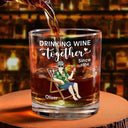 Love, Gift For Couples, Gift For Husband, Gift For Wife, Gift For Boyfriend, Gift For Girlfriend, Old Couples - Couple Drinking Wine Together - Personalized Combo Wine & Whiskey Glass