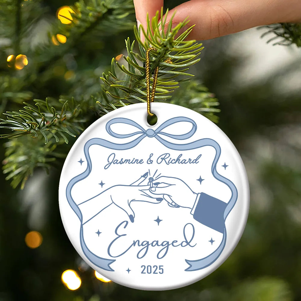 Gift For Couples,Gift For Husband,Gift For Wife,Gift For Boyfriend,Gift For Girlfriend,Married ,Engaged,Anniversary,Wedding Anniversary,Christmas - Couple Engaged Married Anniversary - Personalized Circle Ceramic Ornament