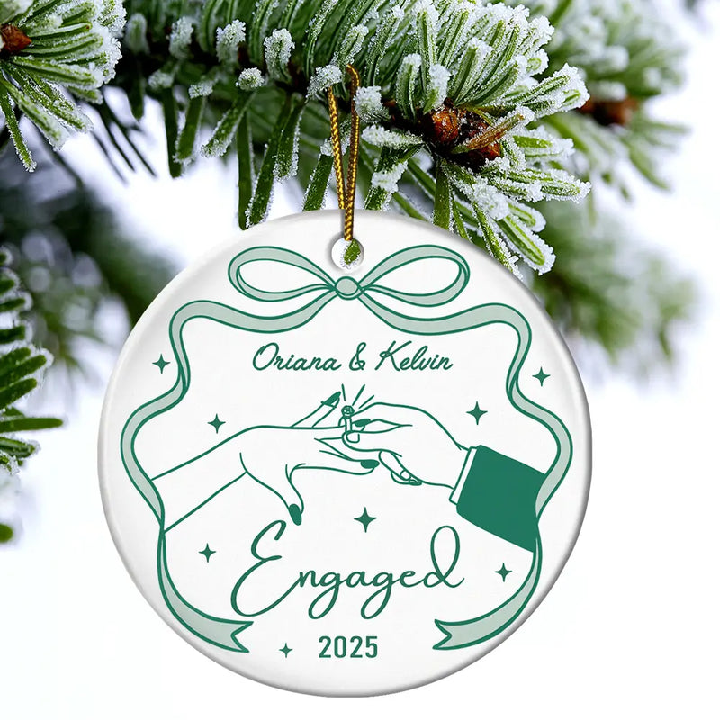 Gift For Couples,Gift For Husband,Gift For Wife,Gift For Boyfriend,Gift For Girlfriend,Married ,Engaged,Anniversary,Wedding Anniversary,Christmas - Couple Engaged Married Anniversary - Personalized Circle Ceramic Ornament