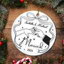 Gift For Couples,Gift For Husband,Gift For Wife,Gift For Boyfriend,Gift For Girlfriend,Married ,Engaged,Anniversary,Wedding Anniversary,Christmas - Couple Engaged Married Anniversary - Personalized Circle Ceramic Ornament