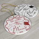 Gift For Couples,Gift For Husband,Gift For Wife,Gift For Boyfriend,Gift For Girlfriend,Married ,Engaged,Anniversary,Wedding Anniversary,Christmas - Couple Engaged Married Anniversary - Personalized Circle Ceramic Ornament