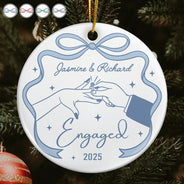 Gift For Couples,Gift For Husband,Gift For Wife,Gift For Boyfriend,Gift For Girlfriend,Married ,Engaged,Anniversary,Wedding Anniversary,Christmas - Couple Engaged Married Anniversary - Personalized Circle Ceramic Ornament