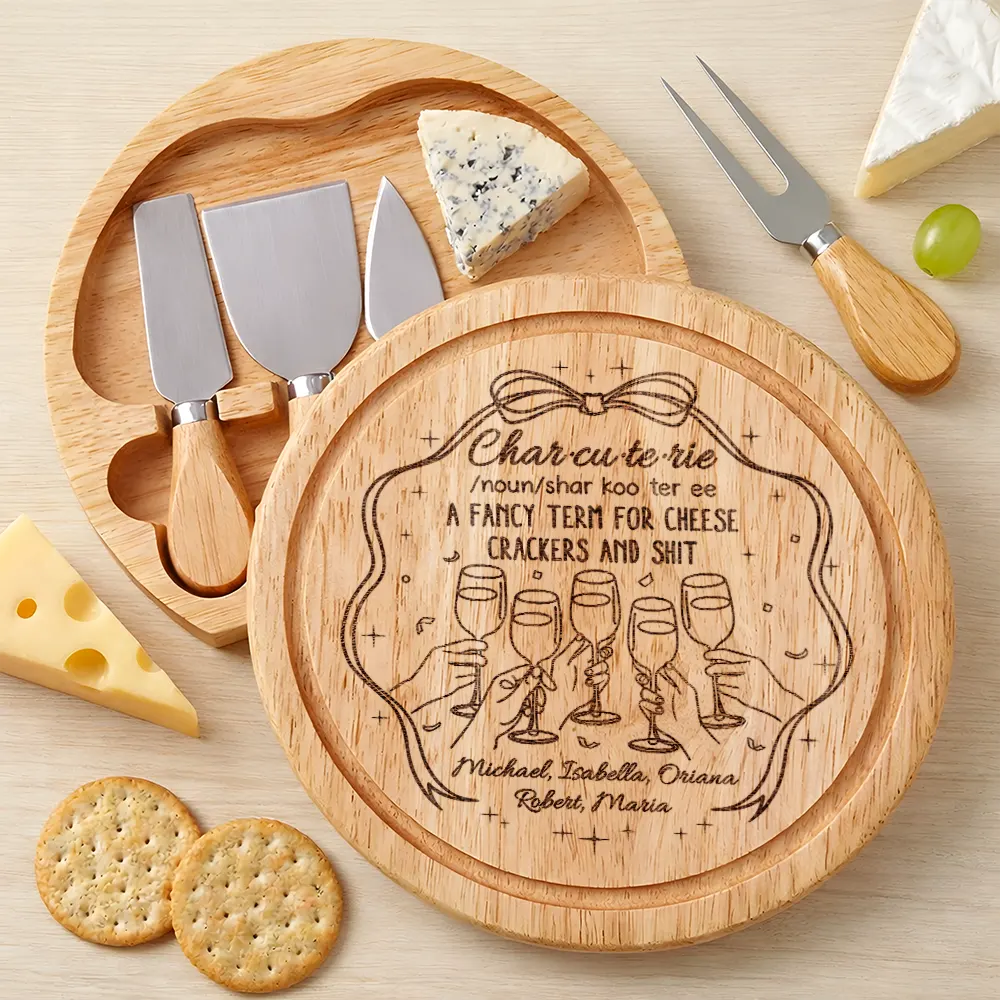 Gift For Couples,Family,Funny - Couple Family Name Charcuterie A Fancy Term - Personalized Cheese Board Set