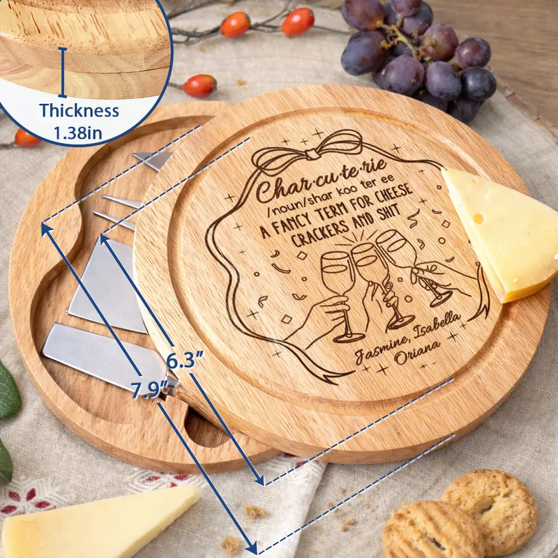 Gift For Couples,Family,Funny - Couple Family Name Charcuterie A Fancy Term - Personalized Cheese Board Set