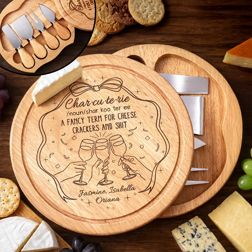 Gift For Couples,Family,Funny - Couple Family Name Charcuterie A Fancy Term - Personalized Cheese Board Set