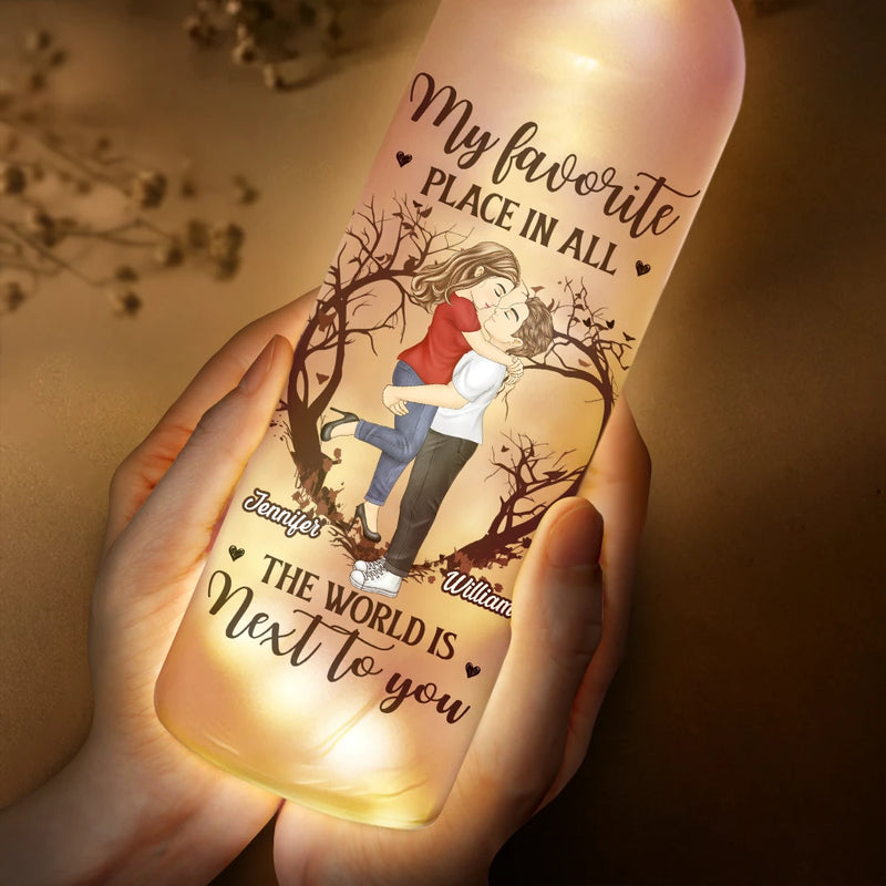 Gift For Couples, Gift For Husband, Gift For Boyfriend, Gift For Girlfriend, Gift For Wife - Couple Favorite Place In All The World - Personalized Bottle Light