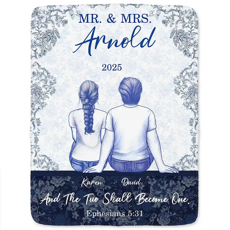 Gift For Couples,Wedding Anniversary,Love - Couple First Anniversary And The Two Shall Become One - Personalized Fleece Blanket, Sherpa Blanket