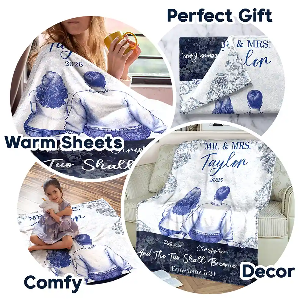 Gift For Couples,Wedding Anniversary,Love - Couple First Anniversary And The Two Shall Become One - Personalized Fleece Blanket, Sherpa Blanket