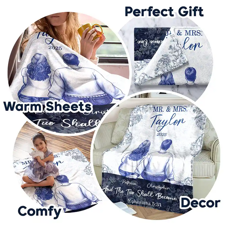 Gift For Couples,Wedding Anniversary,Love - Couple First Anniversary And The Two Shall Become One - Personalized Fleece Blanket, Sherpa Blanket