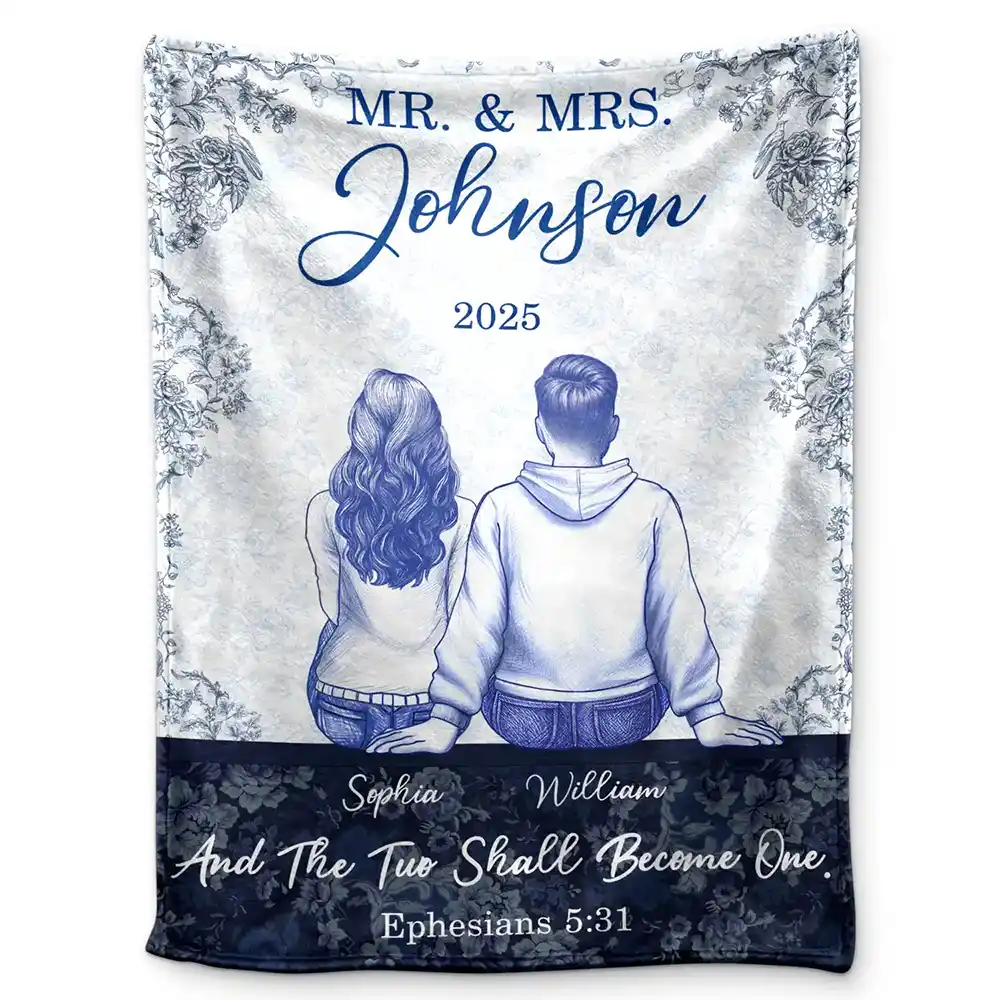 Couple First Anniversary And The Two Shall Become One - Personalized Fleece Blanket, Sherpa Blanket