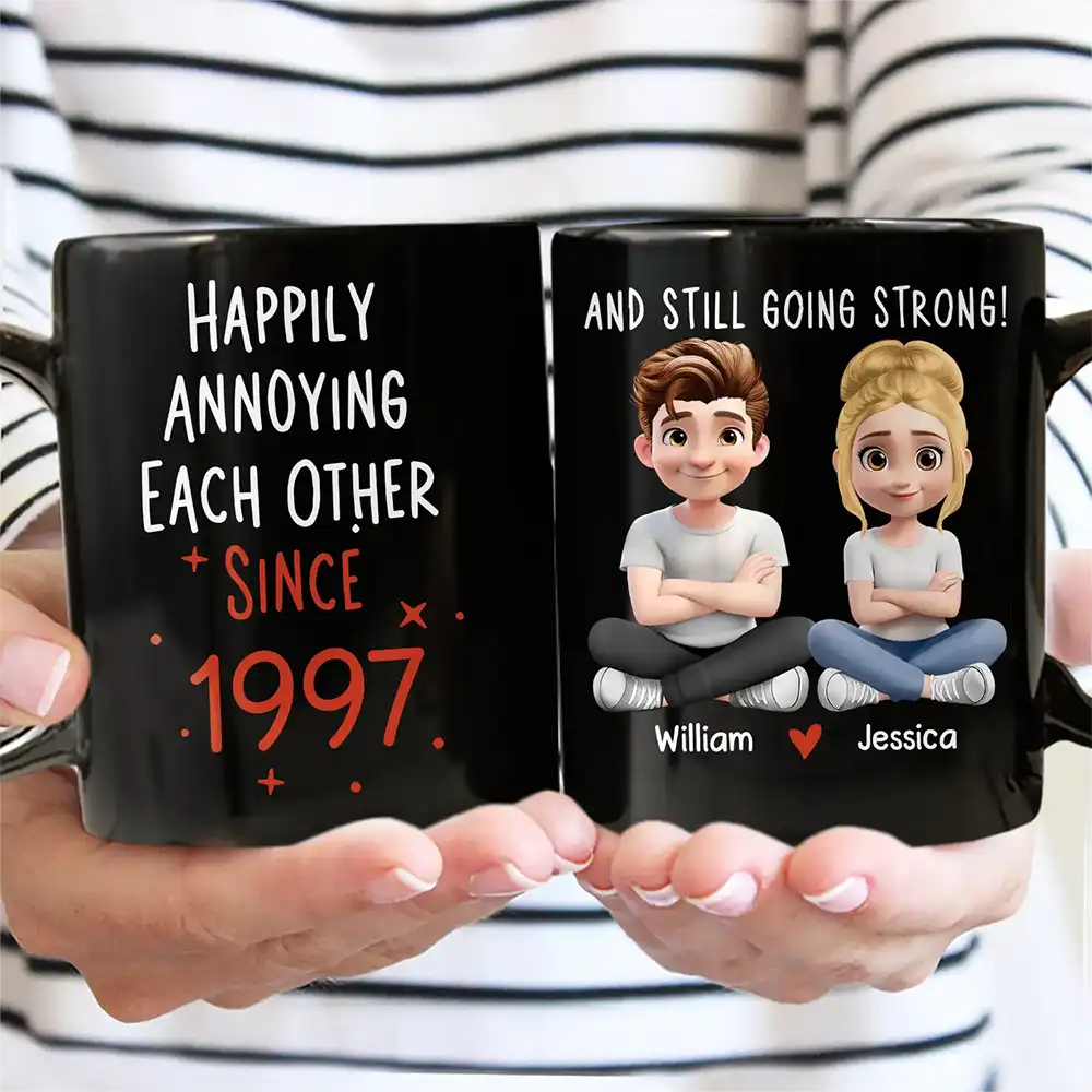 Gift For Couples,Gift For Wife,Gift For Husband,Gift For Boyfriend,Gift For Girlfriend,Funny,Old Couples - Couple Happily Annoying Each Other Since - Personalized Mug