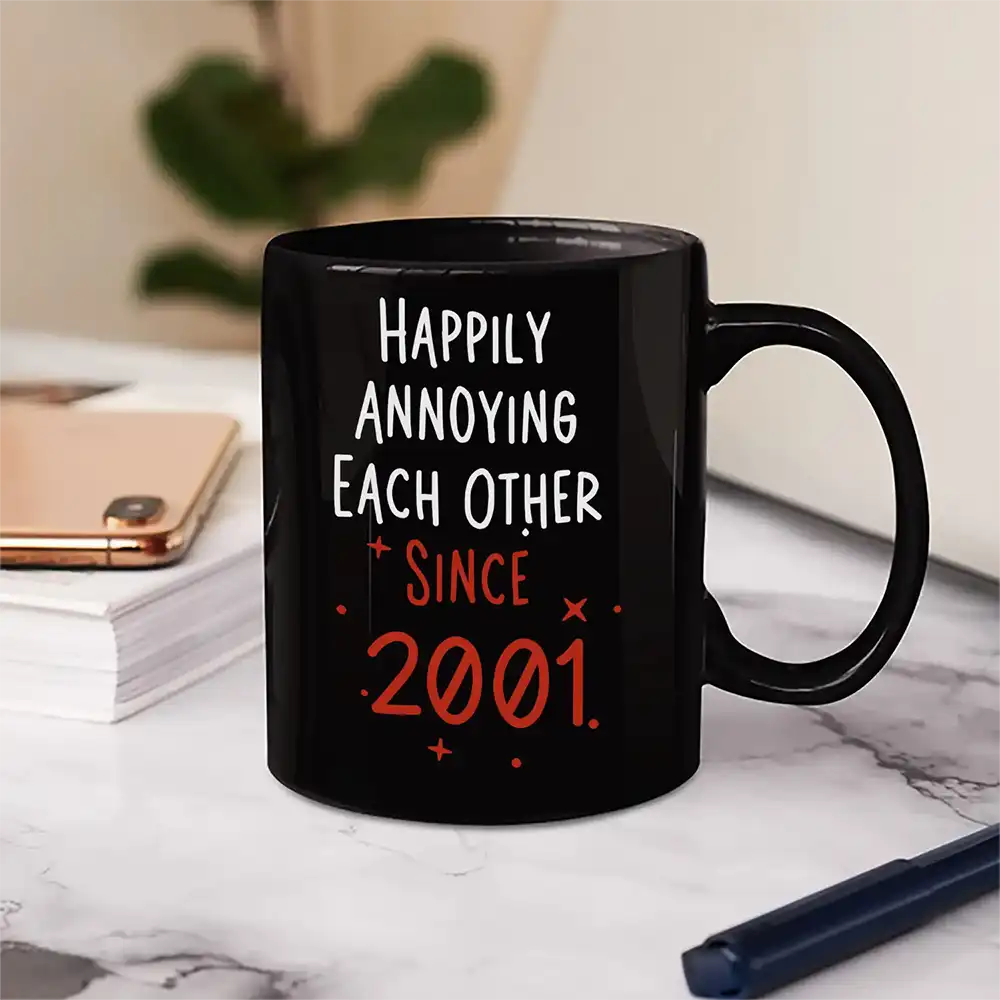 Gift For Couples,Gift For Wife,Gift For Husband,Gift For Boyfriend,Gift For Girlfriend,Funny,Old Couples - Couple Happily Annoying Each Other Since - Personalized Mug
