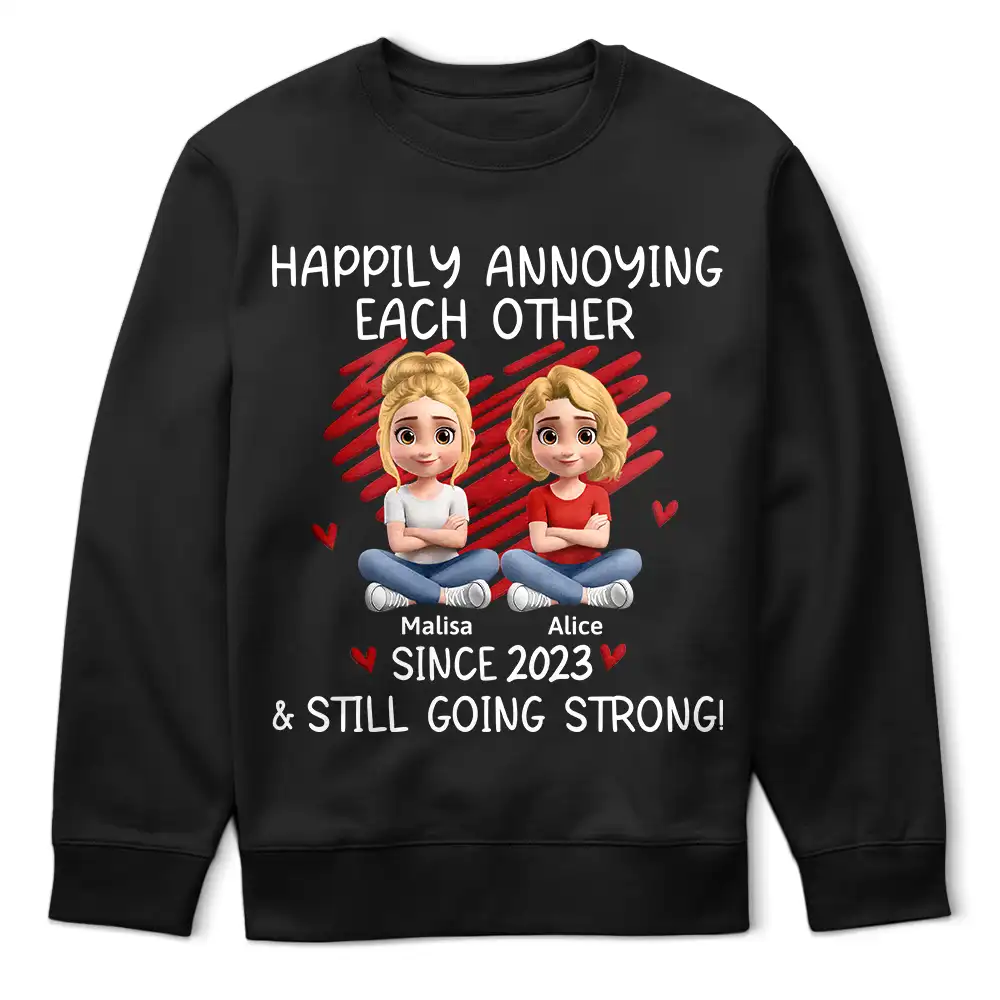 Gift For Couples, Gift For Wife, Gift For Husband, Gift For Boyfriend, Gift For Girlfriend, Funny, Old Couples - Couple Happily Annoying Each Other Since - Personalized T Shirt