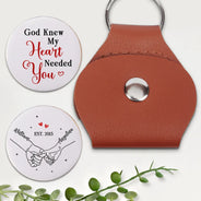 Gift For Couples,LGBT,Gift For Women,Gift For Men,Gift For Wife,Gift For Husband,Gift For Boyfriend,Gift For Girlfriend,Love,Top Market - Couple Holding Hands God Knew My Heart Needed You - Personalized Leather Pocket Hug