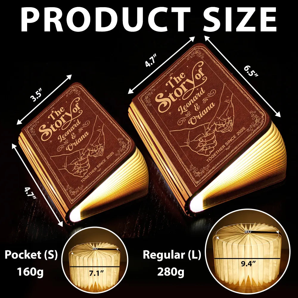 Gift For Couples,Gift For Husband,Gift For Wife,Gift For Boyfriend,Gift For Girlfriend,Love - Couple Holding Hands The Story Of Us - Personalized Book Lamp