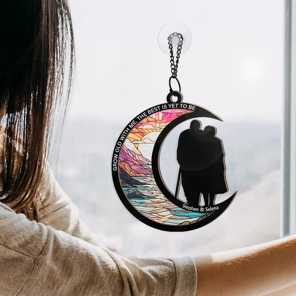 Gift For Couples,Old Couples,Gift For Husband,Gift For Wife,Love - Couple I Choose You From Our First Kiss - Personalized Window Hanging Suncatcher Ornament