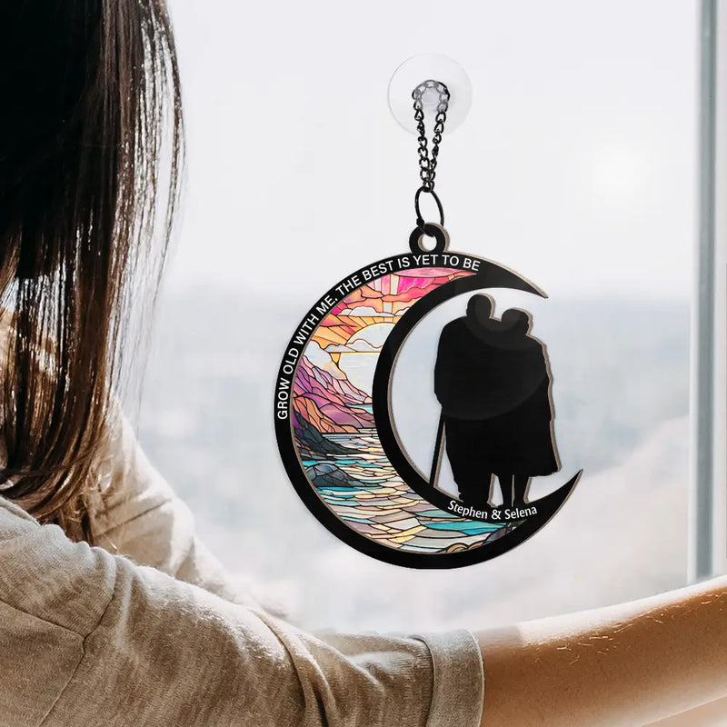 Gift For Couples,Old Couples,Gift For Husband,Gift For Wife,Love - Couple I Choose You From Our First Kiss - Personalized Window Hanging Suncatcher Ornament