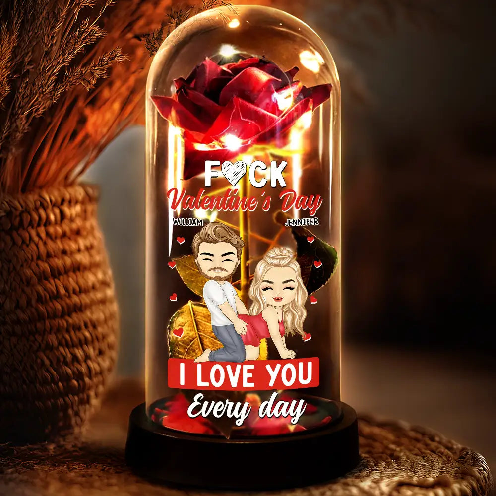 Couple I Love You Every Day - Personalized Everlasting Rose Dome Lamp
