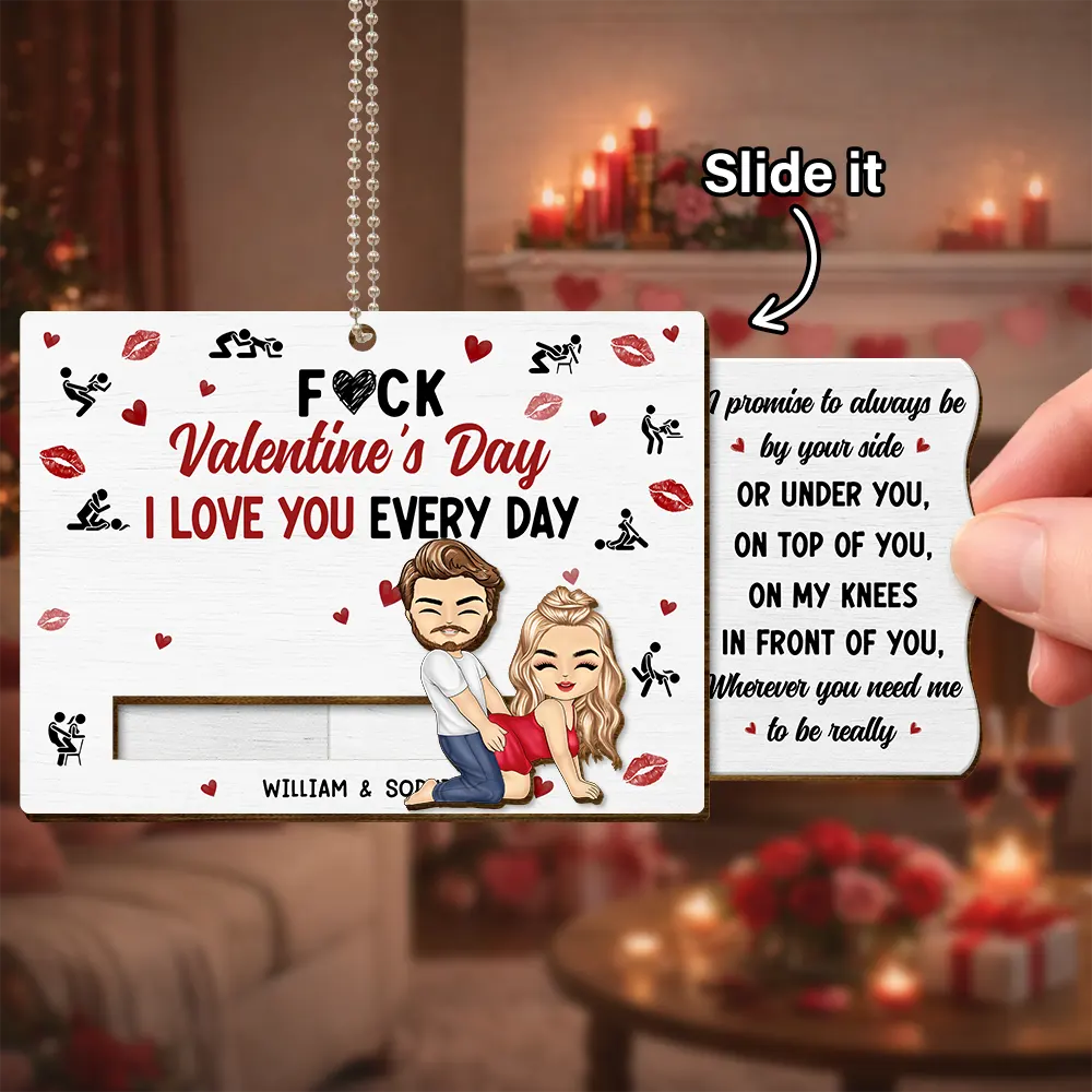 Couple I Love You Every Day - Personalized Hanging Wooden Slide Card