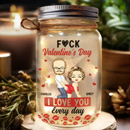 Gift For Couples,Old Couples,Gift For Husband,Gift For Wife,Gift For Boyfriend,Gift For Girlfriend,Love - Couple I Love You Every Day - Personalized Mason Jar Light