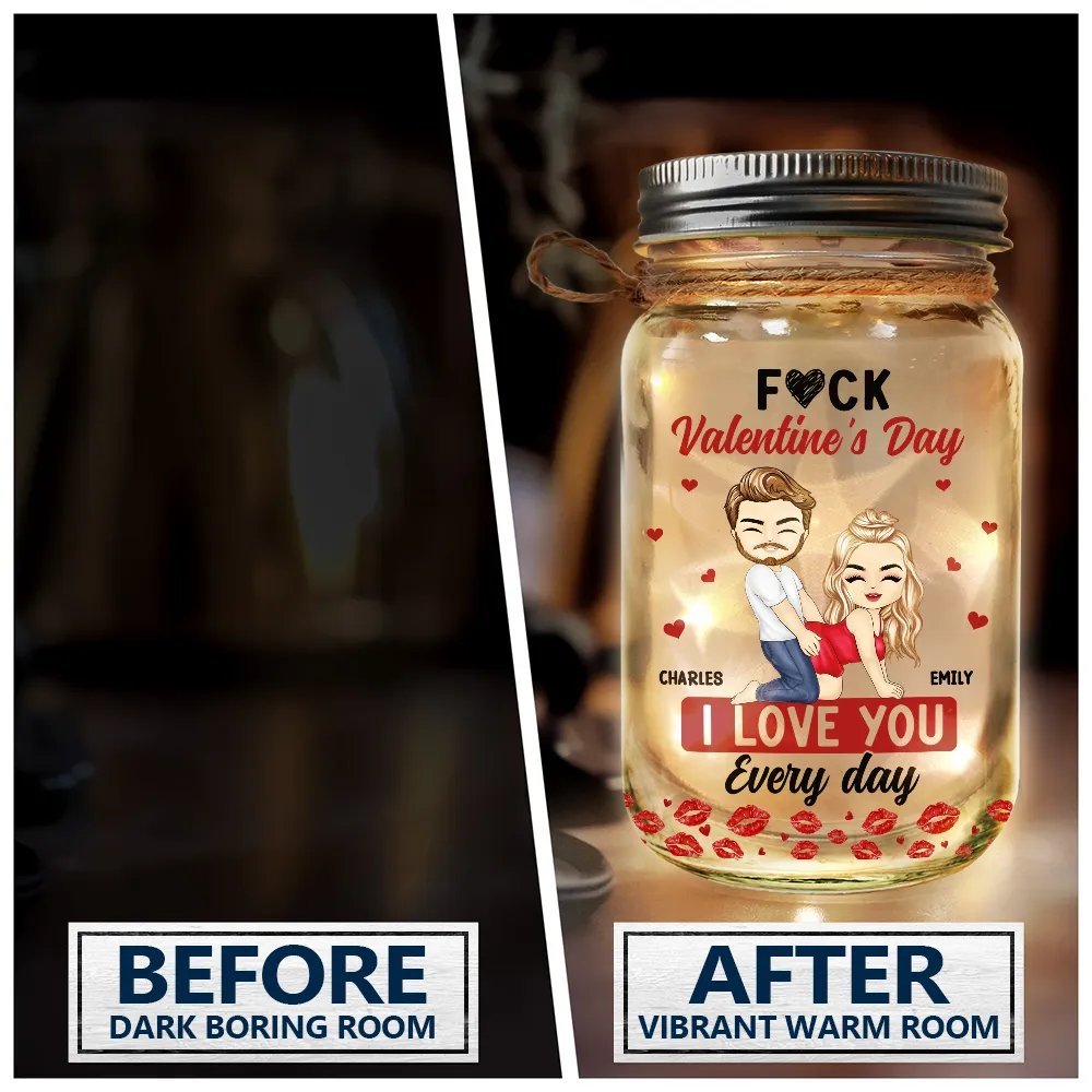 Gift For Couples,Old Couples,Gift For Husband,Gift For Wife,Gift For Boyfriend,Gift For Girlfriend,Love - Couple I Love You Every Day - Personalized Mason Jar Light