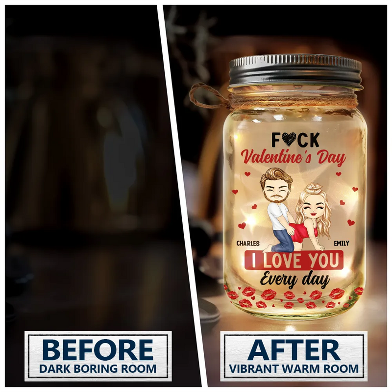 Gift For Couples,Old Couples,Gift For Husband,Gift For Wife,Gift For Boyfriend,Gift For Girlfriend,Love - Couple I Love You Every Day - Personalized Mason Jar Light