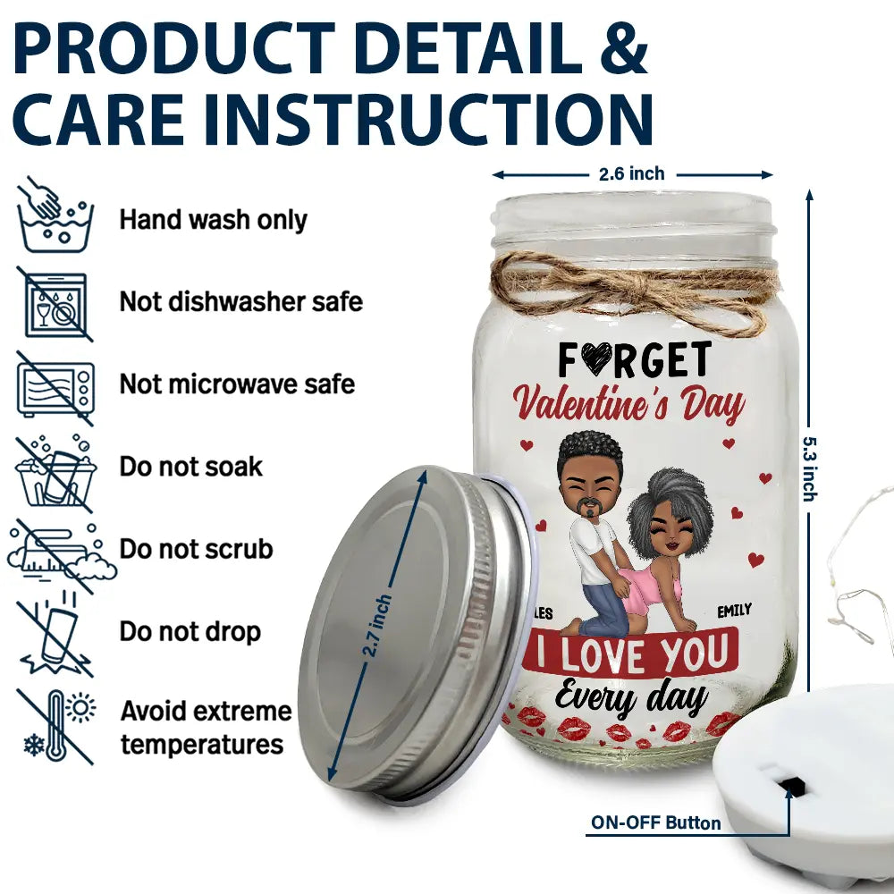 Gift For Couples,Old Couples,Gift For Husband,Gift For Wife,Gift For Boyfriend,Gift For Girlfriend,Love - Couple I Love You Every Day - Personalized Mason Jar Light