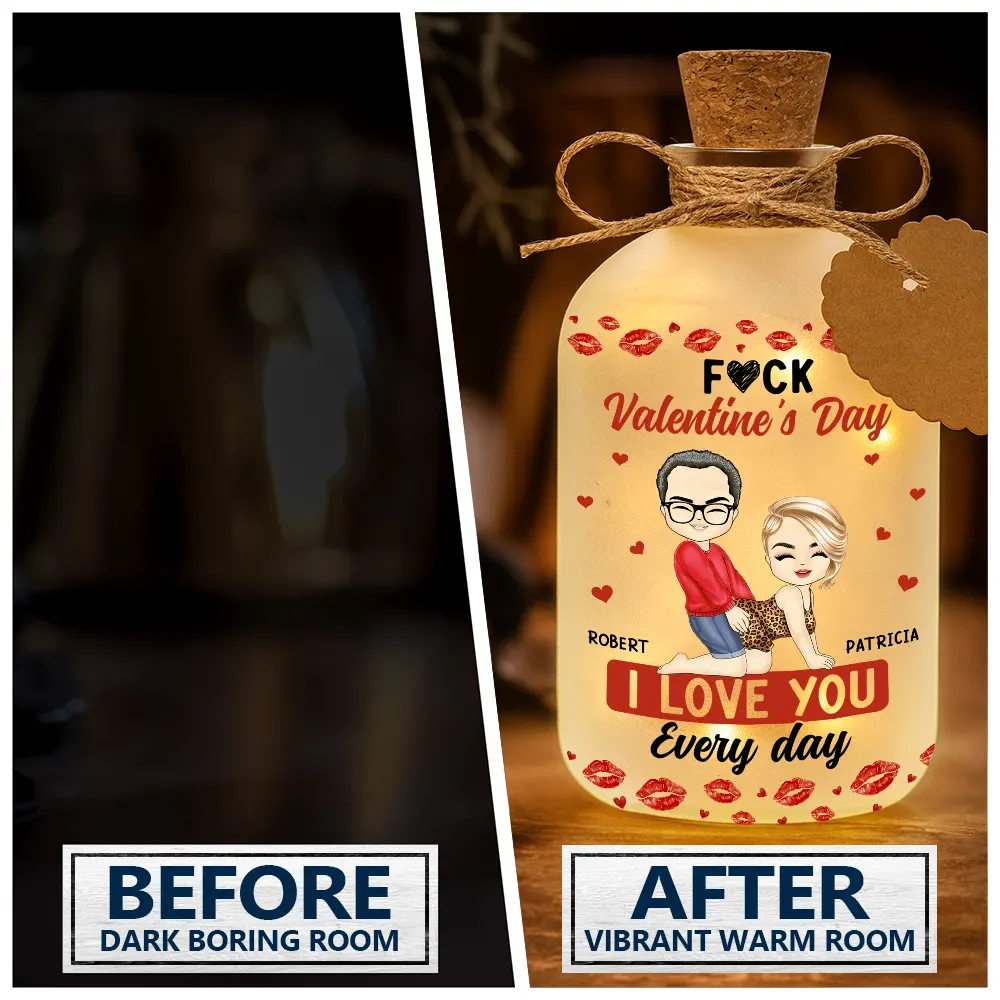 Gift For Couples,Old Couples,Gift For Husband,Gift For Wife,Gift For Boyfriend,Gift For Girlfriend,Love - Couple I Love You Every Day - Personalized Short Bottle Light