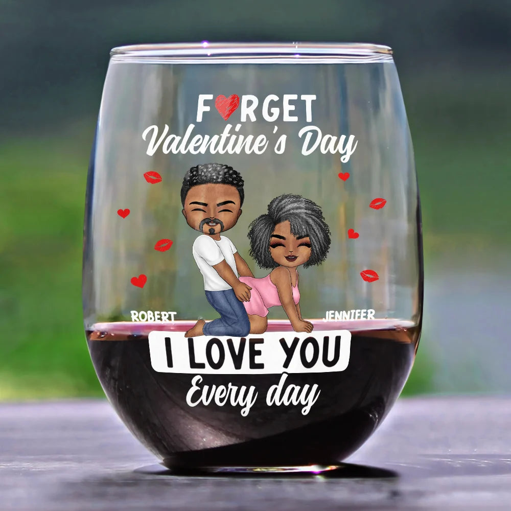 Gift For Couples,Old Couples,Gift For Husband,Gift For Wife,Gift For Boyfriend,Gift For Girlfriend,Love - Couple I Love You Every Day - Personalized Stemless Wine Glass
